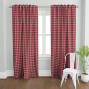 1" Woven Buffalo Check w Window Pane Check - Red and Gray with White (buffalo plaid, red and grey plaid, buffalo check, faux woven texture, red, christmas, lumberjack, winter, sports, school, grey, gray, cardinal, ruby, one inch scale)