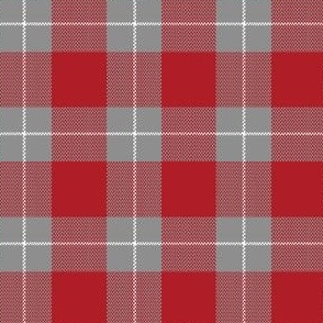 1" Woven Buffalo Check w Window Pane Check - Red and Gray with White (buffalo plaid, red and grey plaid, buffalo check, faux woven texture, red, christmas, lumberjack, winter, sports, school, grey, gray, cardinal, ruby, one inch scale)