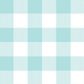 1" Woven Buffalo Check - Aqua and White (buffalo plaid, blue and white plaid, buffalo check, faux woven texture, aqua blue, mint blue, sky blue, kids, summer, one inch scale)