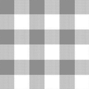 1" Woven Buffalo Check - White and Gray (buffalo plaid, gray and white plaid, buffalo check, faux woven texture, grey, monochrome, kids clothes, home decor, one inch scale)