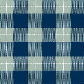 1" Woven Buffalo Check w Window Pane Check - Blue and Green with White (buffalo plaid, blue and gray plaid, buffalo check, faux woven texture, navy blue, blue and green, boy, winter, one inch scale, sage green)