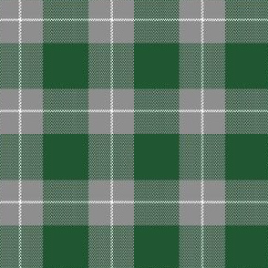 1" Woven Buffalo Check w Window Pane Check - Green and Gray with White (buffalo plaid, green and gray plaid, buffalo check, faux woven texture, hunter green, green and grey, school, winter, lumberjack, one inch scale)