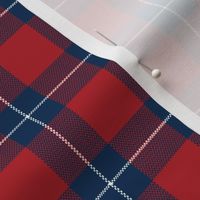 1" Woven Buffalo Check w Window Pane Check - Blue and Red with White (buffalo plaid, red white and blue plaid, buffalo check, faux woven texture, patriotic, america, USA, one inch scale)