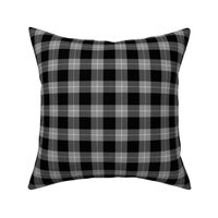 1" Woven Buffalo Check w Window Pane Check - Black and Gray with White (buffalo plaid, black and white plaid, buffalo check, faux woven texture, monochrome, grey, outdoors, lumberjack, winter, flannel, one inch scale)