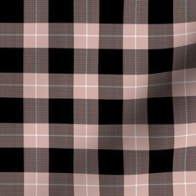 1" Woven Buffalo Check w Window Pane Check - Black and Mauve with White (buffalo plaid, black and mauve plaid, buffalo check, faux woven texture, mauve, pink, blush, nude, girl, one  inch scale)