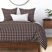 1" Woven Buffalo Check w Window Pane Check - Black and Mauve with White (buffalo plaid, black and mauve plaid, buffalo check, faux woven texture, mauve, pink, blush, nude, girl, one  inch scale)