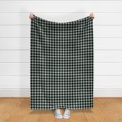 1" Woven Buffalo Check w Window Pane Check - Black and Sage with White (buffalo plaid, black and white plaid, buffalo check, faux woven texture, sage green, sea green, boy, gender neutral, mint, one inch scale)
