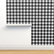 1" Woven Buffalo Check w Window Pane Check - Black and White with Gray (buffalo plaid, black and white plaid, buffalo check, faux woven texture, monochrome, grey, home decor, classy, one inch scale)