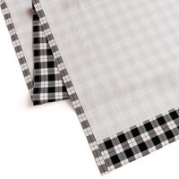 1" Woven Buffalo Check w Window Pane Check - Black and White with Red (buffalo plaid, black and white plaid, buffalo check, faux woven texture, red, cardinal, ruby, christmas, one inch scale)