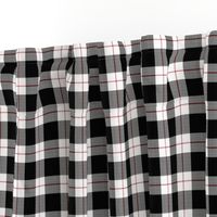 1" Woven Buffalo Check w Window Pane Check - Black and White with Red (buffalo plaid, black and white plaid, buffalo check, faux woven texture, red, cardinal, ruby, christmas, one inch scale)