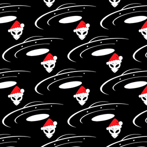 Alien Invasion Christmas Night In a Santa Hat. 