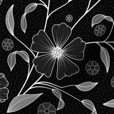 Black night floral pattern