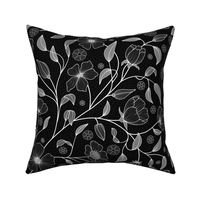 Black night floral pattern