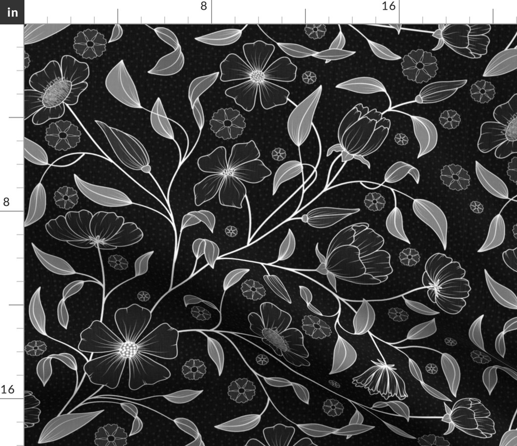 Black night floral pattern