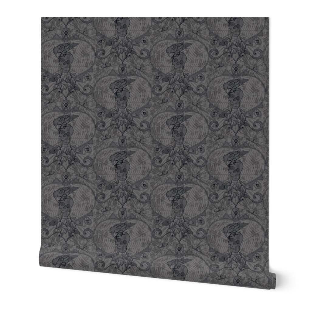 Gothic Lace-Skulls-grey