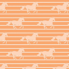 I ❤ HORSES - apricot horses on striped background in orange and white