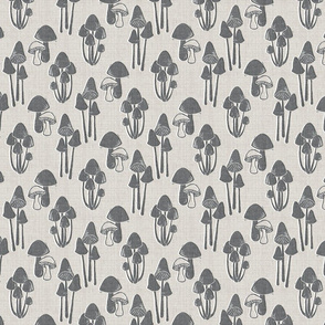 mushrooms block print (grey)