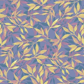 Pretty Watercolor Leaves - purple, teal, pink and yellow 