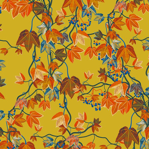 Autumn Vines-Maximalist-mustard-no bird