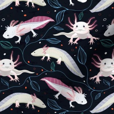 Axolotl Printed Cotton Fabric By The Yard