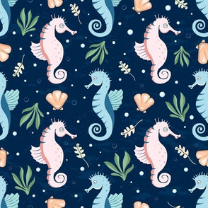 Seahorses blue pattern