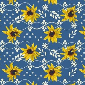 Folk art inspired elements and sunflower