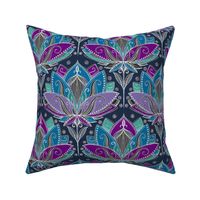 Art Deco Lotus Rising in Midnight Purples