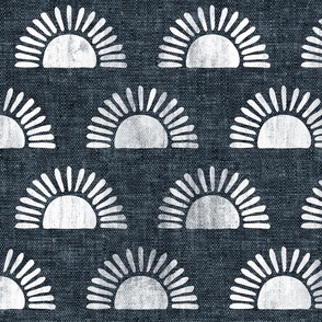 sunshine - block print boho sun print - blue - LAD20