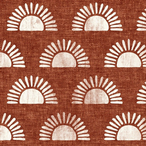 sunshine - block print boho sun print - rust  - LAD20