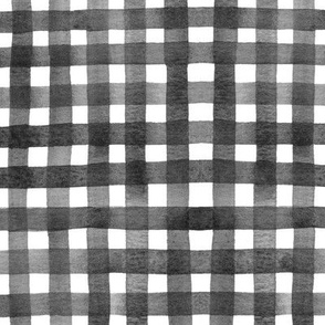 Black and White Watercolor Gingham