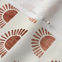 (small scale) sunshine - block print boho sun print - terra cotta rust & dusty pink nudes - LAD20