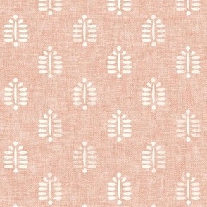 (small scale) fern - block print fern on dusty pink  - LAD20