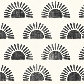 sunshine - block print boho sun print - charcoal LAD20