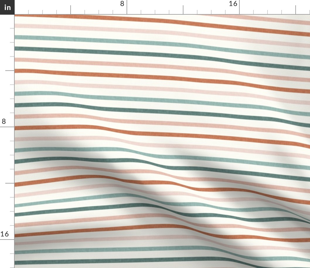 (small scale) skinny stripes - terra cotta & blue sunset - LAD20