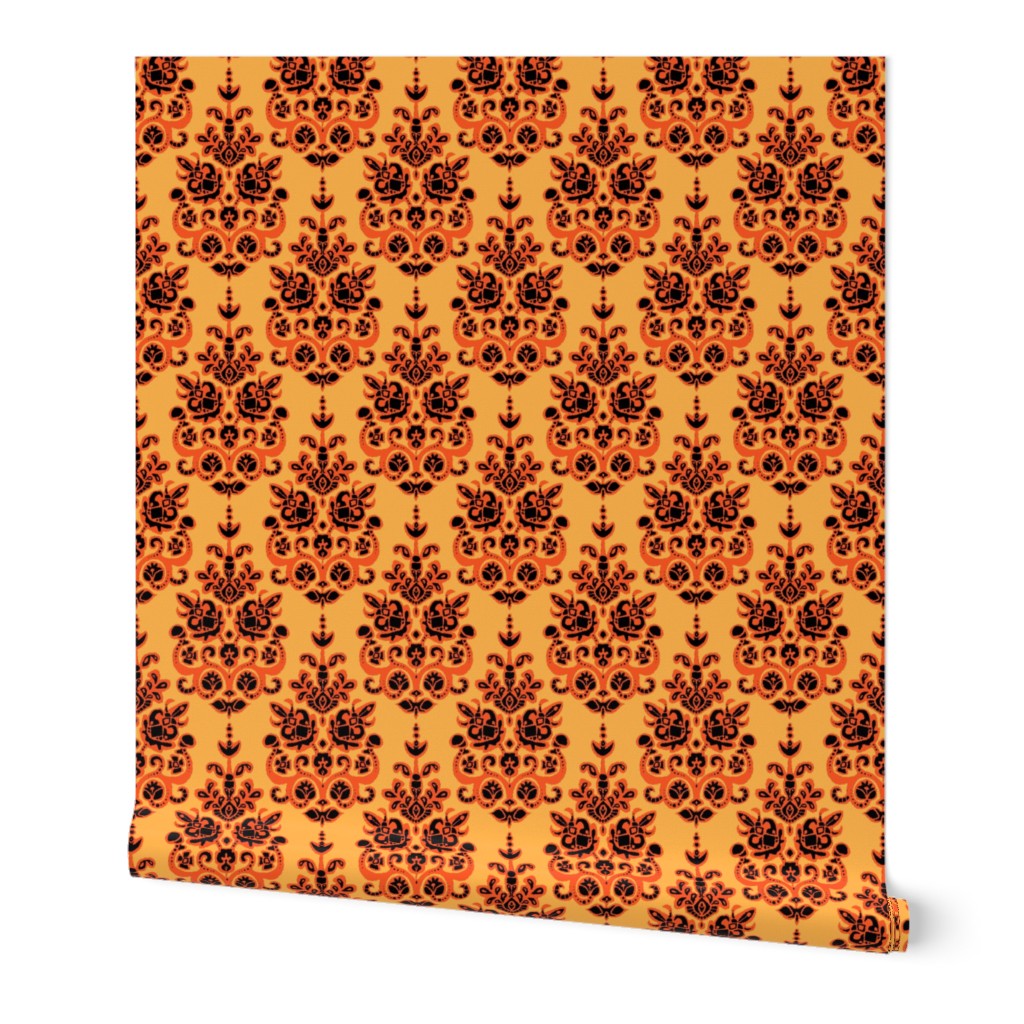 Halloween gold damask ikat