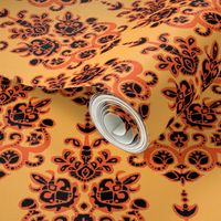 Halloween gold damask ikat