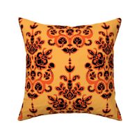 Halloween gold damask ikat