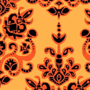 Halloween gold damask ikat