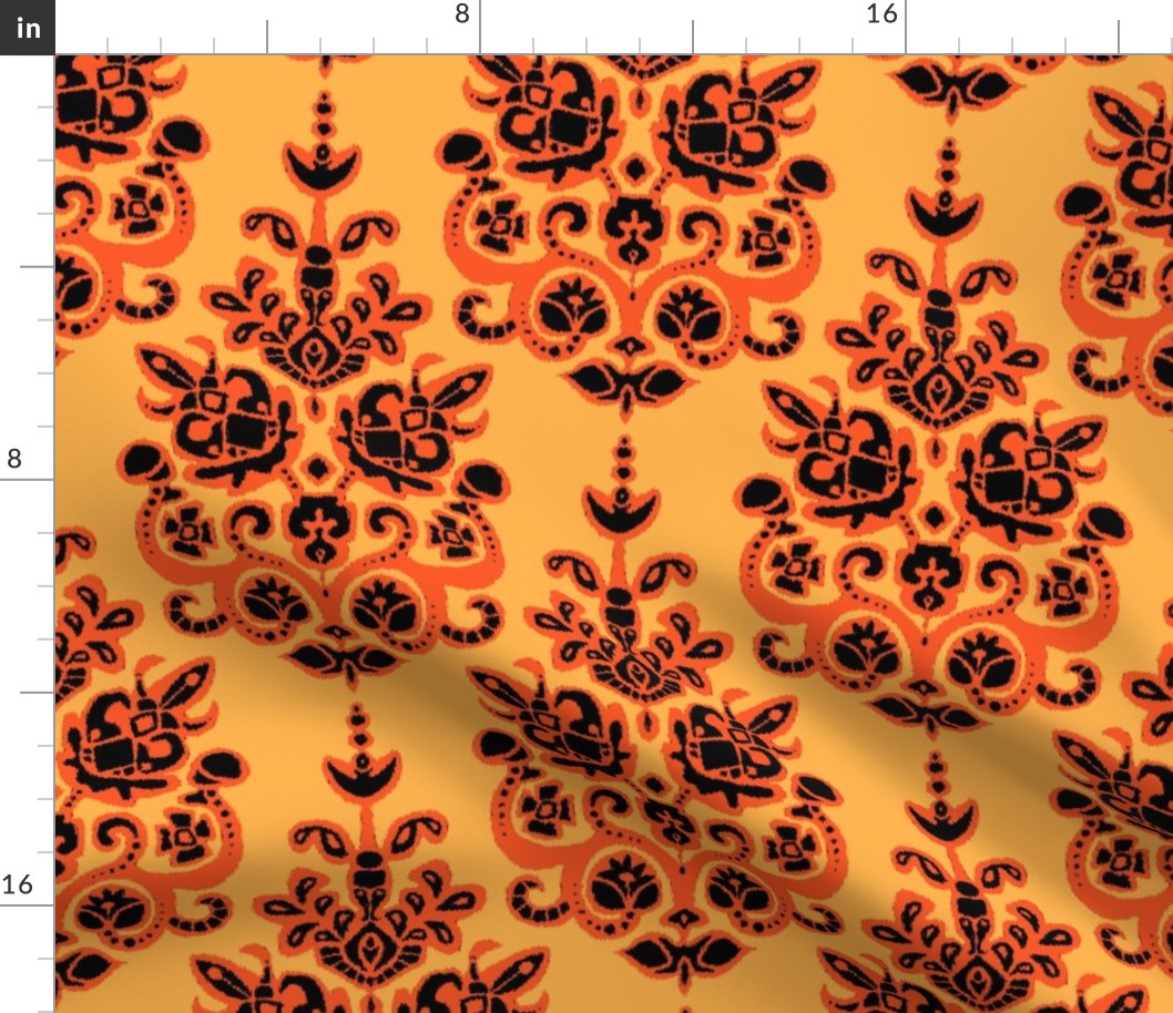 Halloween gold damask ikat