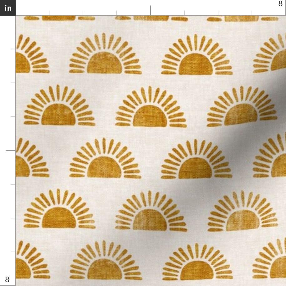 (small scale) sunshine - block print boho sun print - golden - LAD20