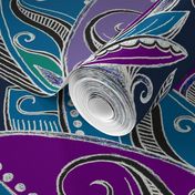 Art Deco Lotus Rising in Midnight Purples 2