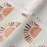 (small scale) sunshine - block print boho sun print - multi colored suns terra cotta - LAD20