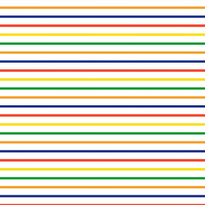 Blue red yellow green orange stripes on white