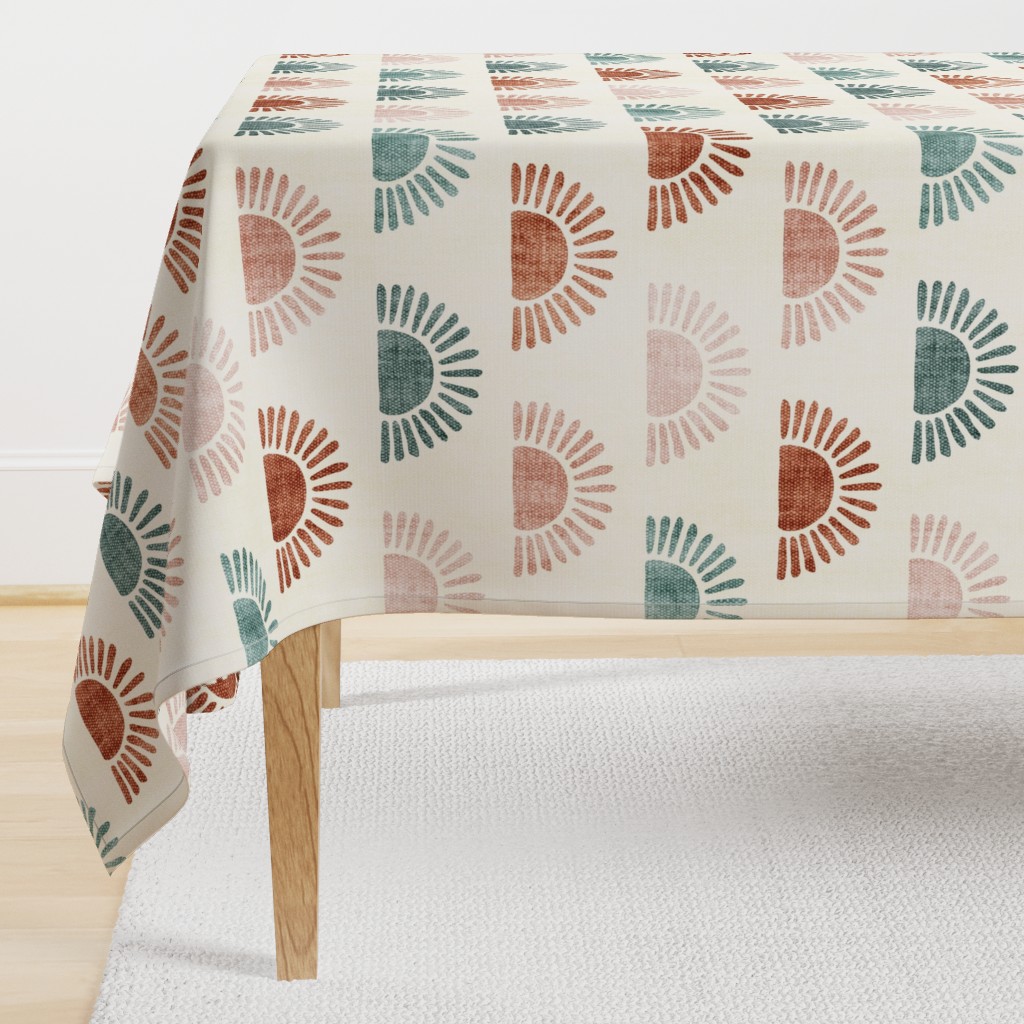 sunshine - block print boho sun print - multi  terra cotta jade pink - LAD20