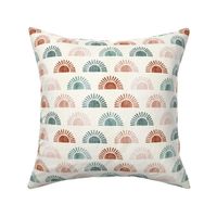 (small scale) sunshine - block print boho sun print - multi  terra cotta jade pink - LAD20