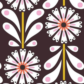 Retro Flower Large Scale Brown