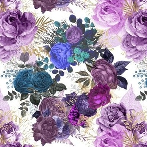 Purple and Blue Roses on white