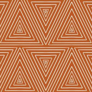 Geometric lines triangles, shapes, burnt brick orange and white