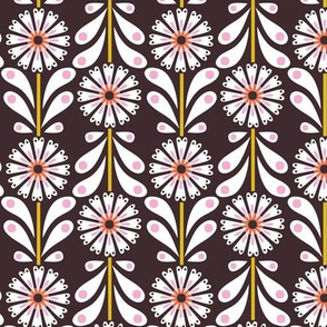 Retro Flower small scale Brown