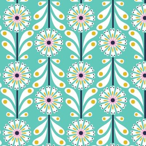 Retro Flower small scale Mint